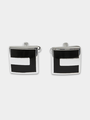 Men's Markham Square Epoxy Filled Silver Cufflink