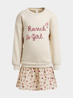 Exact Younger Girl's Natural Floral Sweat Dress