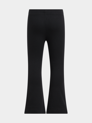 Jet Younger Girls Black Slit Flare Leggings