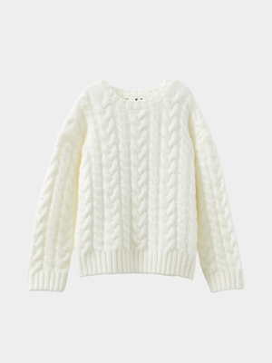 Cotton On Kids Girl White Lucy Cable Jumper