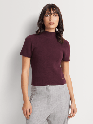 Fitted Short Sleeve Ribbed Highneck Jersey