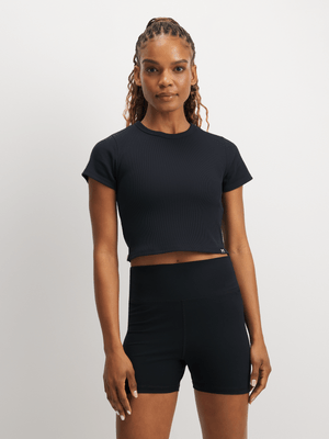 Under Armour Womens Rival Rib Black Baby Tee