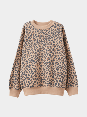 Cotton On Kids Girl Brown Sammy Oversized Crew