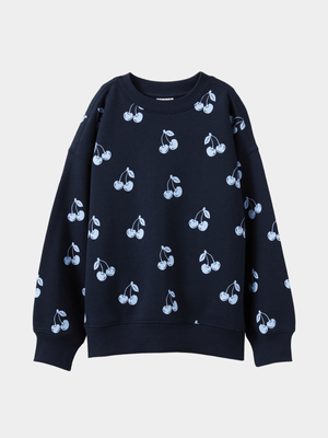 Cotton On Kids Girl Navy Sammy Oversized Crew