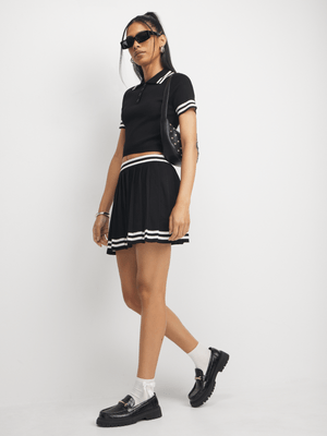 The FIX Women's Black Co-Ord Pleated Mini Skirt