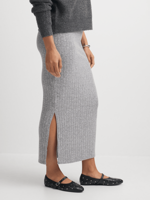 Exact Women's Grey Melange Ribbed Tube Skirt