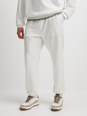 Exact Men's White Textured Joggers