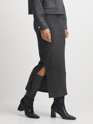Exact Women's Black Melange Ribbed Tube Skirt