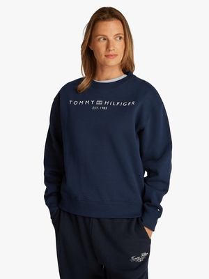 Women's Tommy Hilfiger Navy Reg Corp Logo Crew Neck Sweater