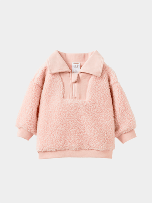 Cotton On Baby Pink Teddy Fleece Sweater
