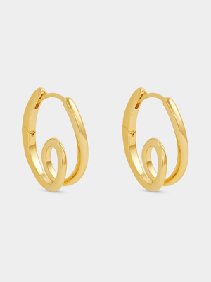 Yellow Gold Vermeil Twirly Hoop Earrings