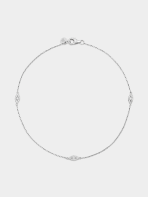 Sterling Silver Cubic Zirconia Evil Eye Anklet