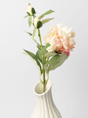 Faux Peony 3 Flowers White