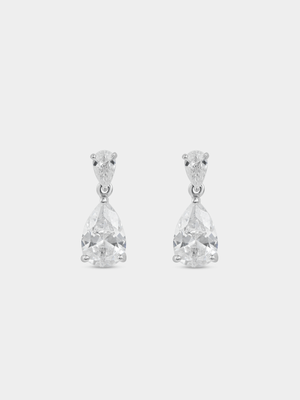 Cheté Sterling Silver Cubic Zirconia Pear Duo Drop Earrings