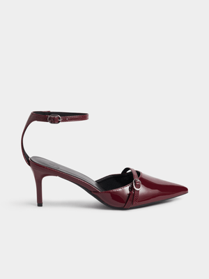 Jet Women's Burgundy Ankle Tie Heels