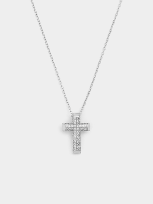 Chete Sterling Silver Cubic Zirconia Pavé Cross Pendant
