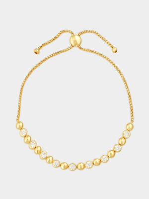 Cheté Gold Plated Sterling Silver Cubic Zirconia Bubble Slider Bracelet