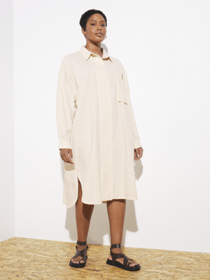Women's Canvas Pocket Detail Midi Shirt Dress