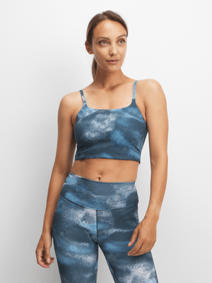 Nike One Womens All Over Print Blue Sports Bra