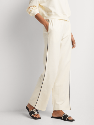 Tipping Detail Fleece Wide Leg Pants