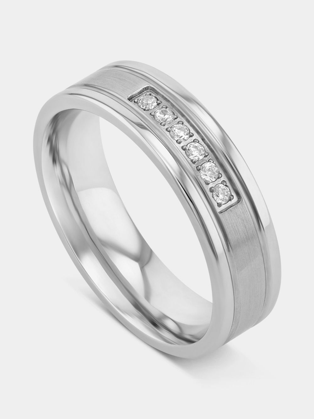 Stainless Steel Cubic Zirconia Channel Ring | Bash