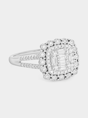 Sterling Silver 0.33ct Lab Grown Diamond Cushion Halo Ring