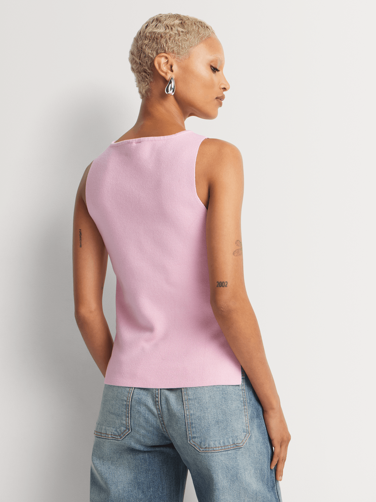 Side Slit Boat Neck Double Knit Tank Top | Bash