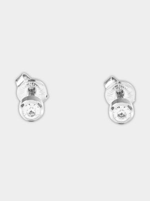 Markham Men's Silver 4mm Steri Studs Cheq Crystal