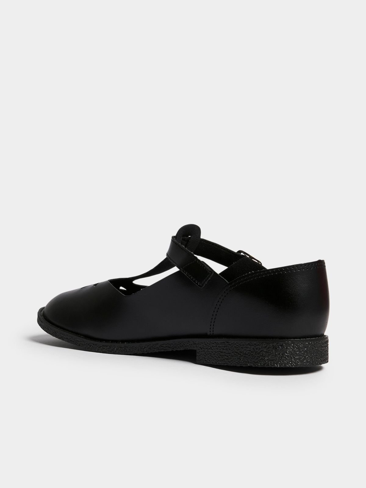 Jet Older Girls Black Synthetic T-Bar School Shoes Bash