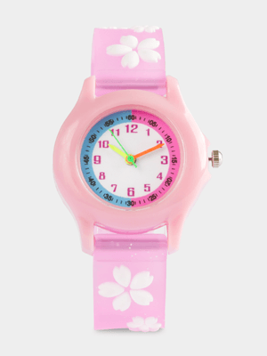Girl's Pink Flower Watch