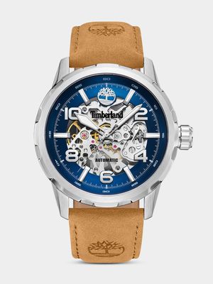Timberland Montville Stainless Steel Blue Dial Tan Leather Automatic Watch