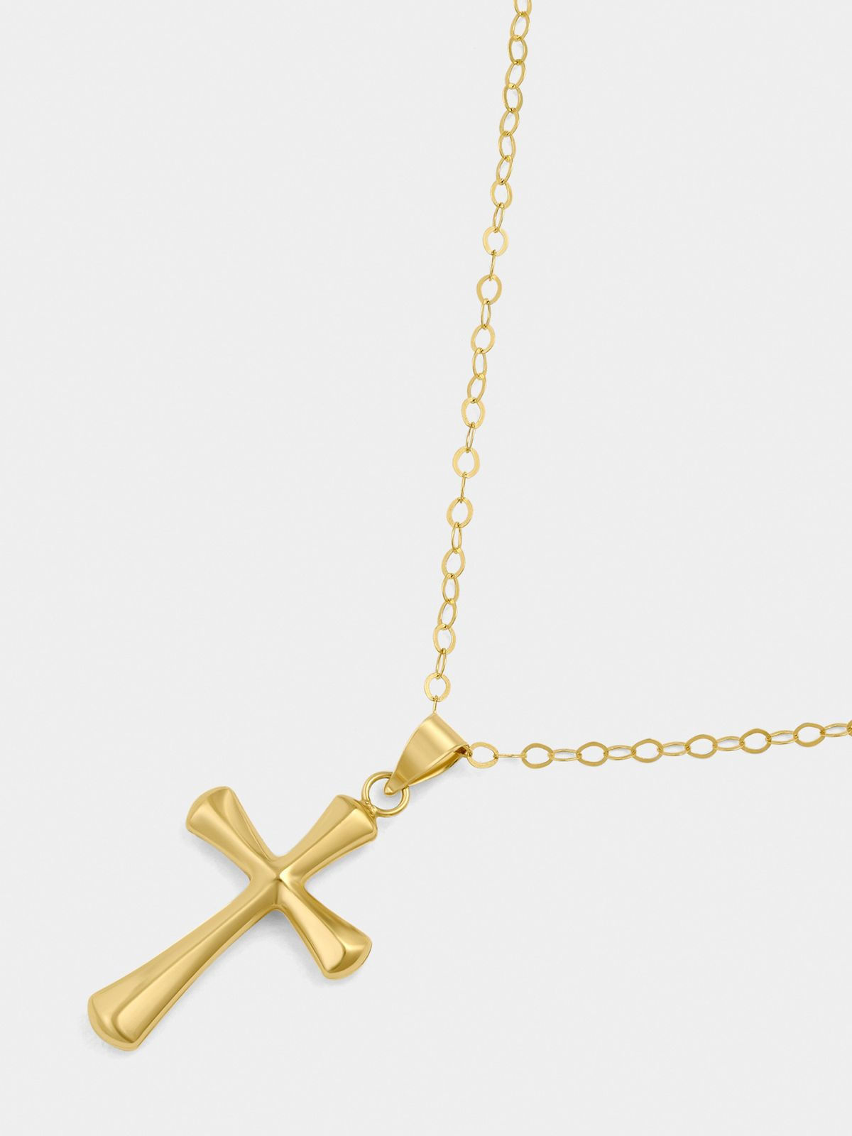 Yellow Gold & Sterling Silver Bold Cross Pendant on chain | Bash