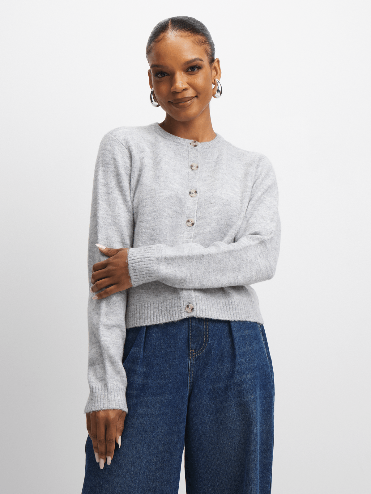 Exact Women's Grey Melange Cardigan | Bash