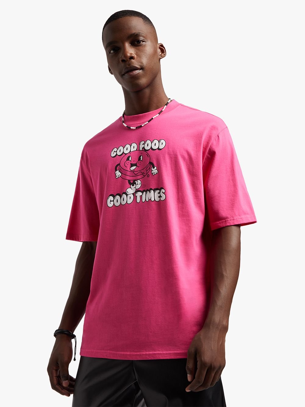 Men's Pink Good Food Graphic Top Bash