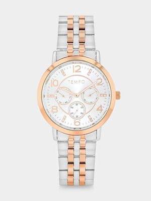 Tempo Rose Plated Silver Tone Dial Two-Tone Bracelet Watch