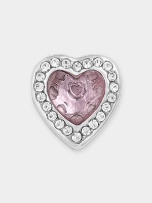 Tempo Jewellery Silver Plated Pink Cubic Zirconia Heart Bead Charm