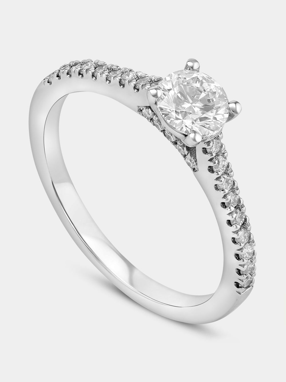 White Gold 0.7ct Lab Grown Diamond Solitaire Round Pavé Ring | Bash