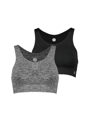 TS Womens 2-pack Seamless Low Impact Grey/Black Sports Bra