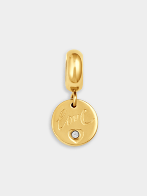 Tempo Jewellery Gold Plated Cubic Zirconia Love Disc Charm