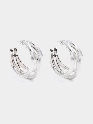 The FIX Women's Silver Mini Twist Hoop Earrings