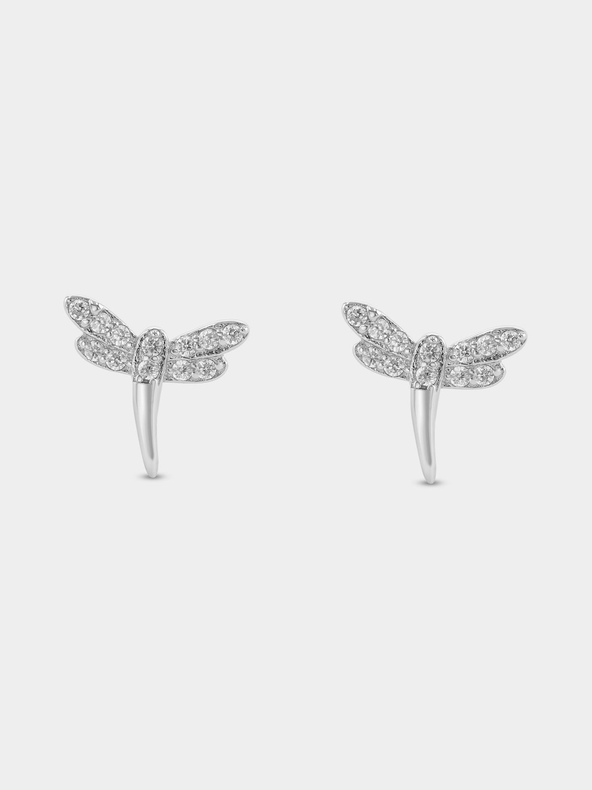 Natural Emerald Dragonfly Stud Earrings in 14k Solid Yellow Gold For