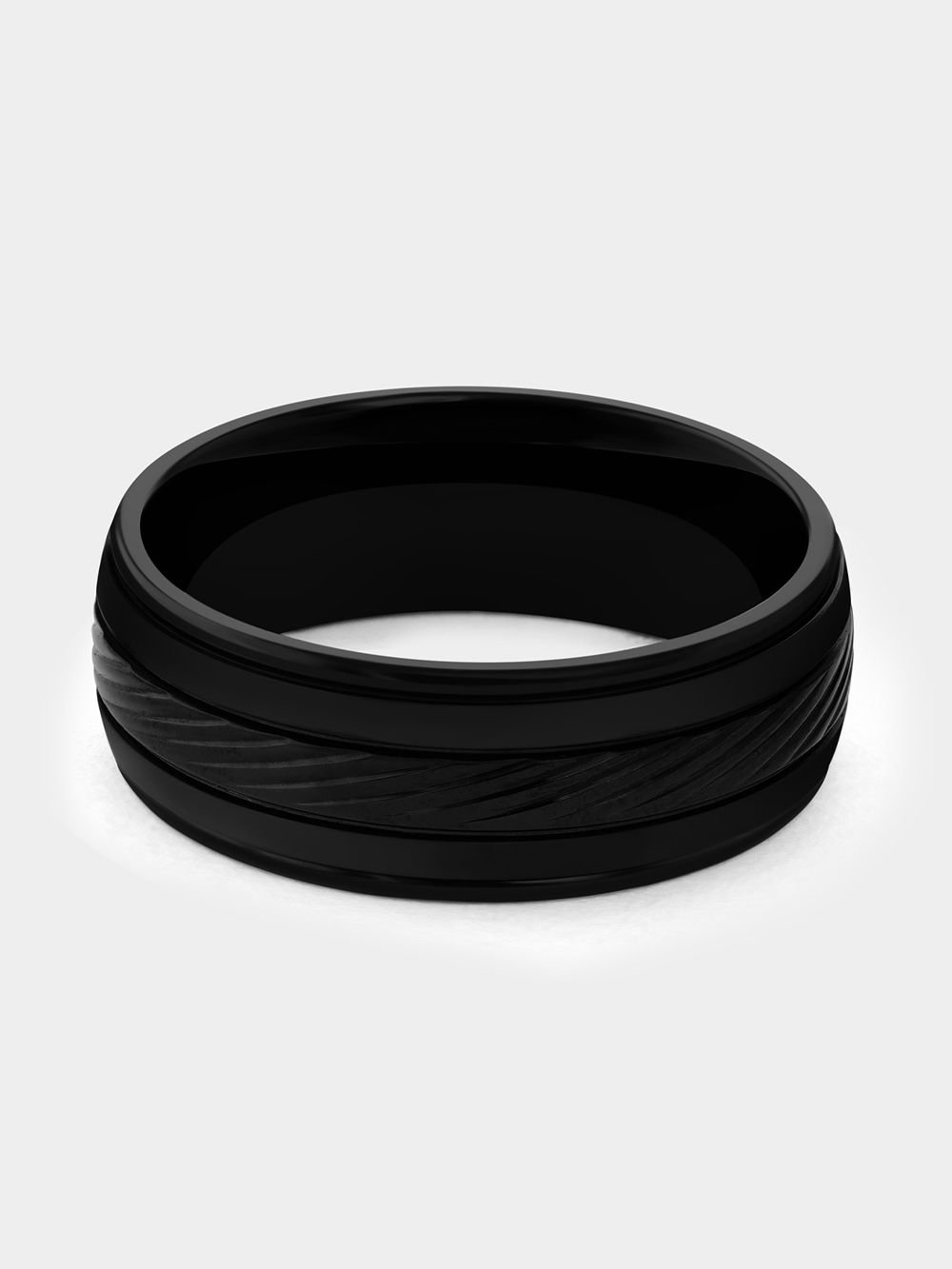 Stainless Steel Black Plated Multi Pattern Ring | Bash