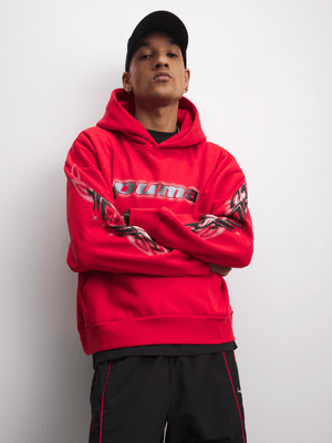 Puma Men's Tech-X Red Boxy Hoodie
