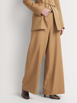 Wide Leg Front Seam Belted Pants