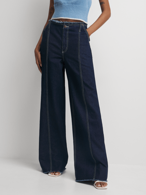 The FIX Women's Dark Wash Wide Leg Denim Jeans