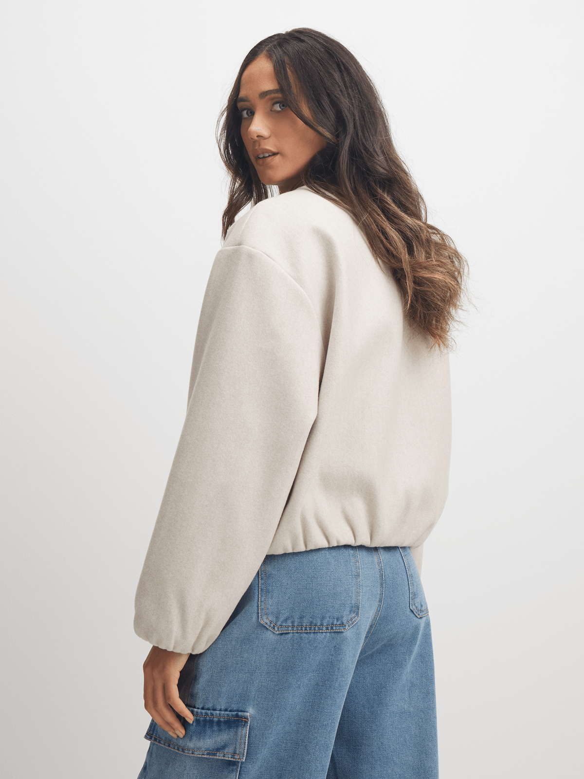セオリー★新品★COMPACT CREPE SWEATSHIRT BOMBER Theory - Compact Crepe Zip Up Bomber / コンパクトクロップドジップ