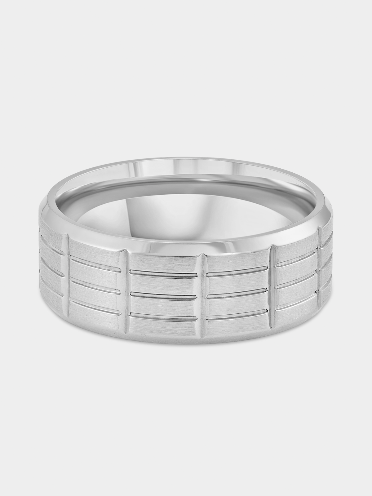 Stainless Steel Matte Horizontal Grooves Ring | Bash