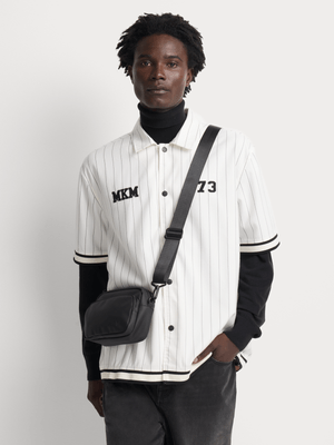Markham Men's Stripe Embroidery Ecru Shirt