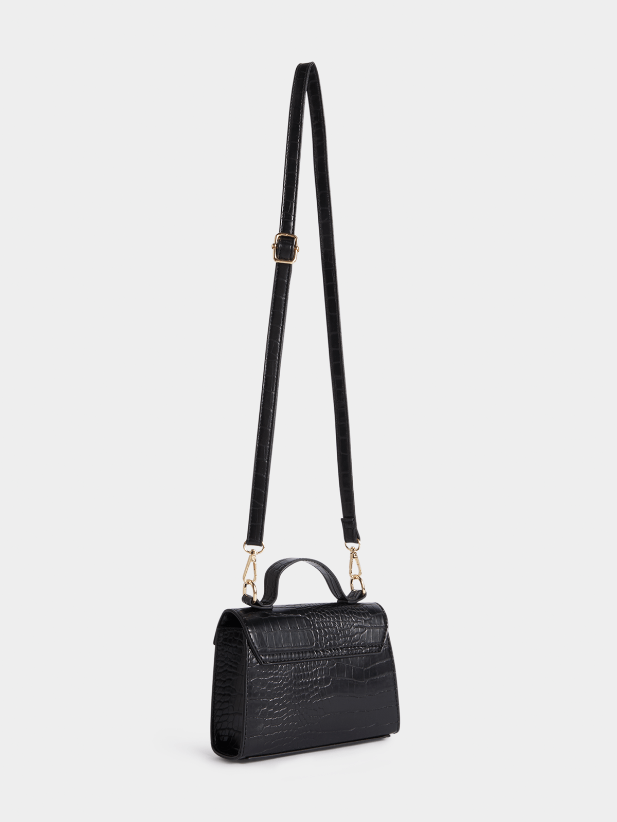 The FIX Women's Black Croc Hardwear Box Bag | Bash