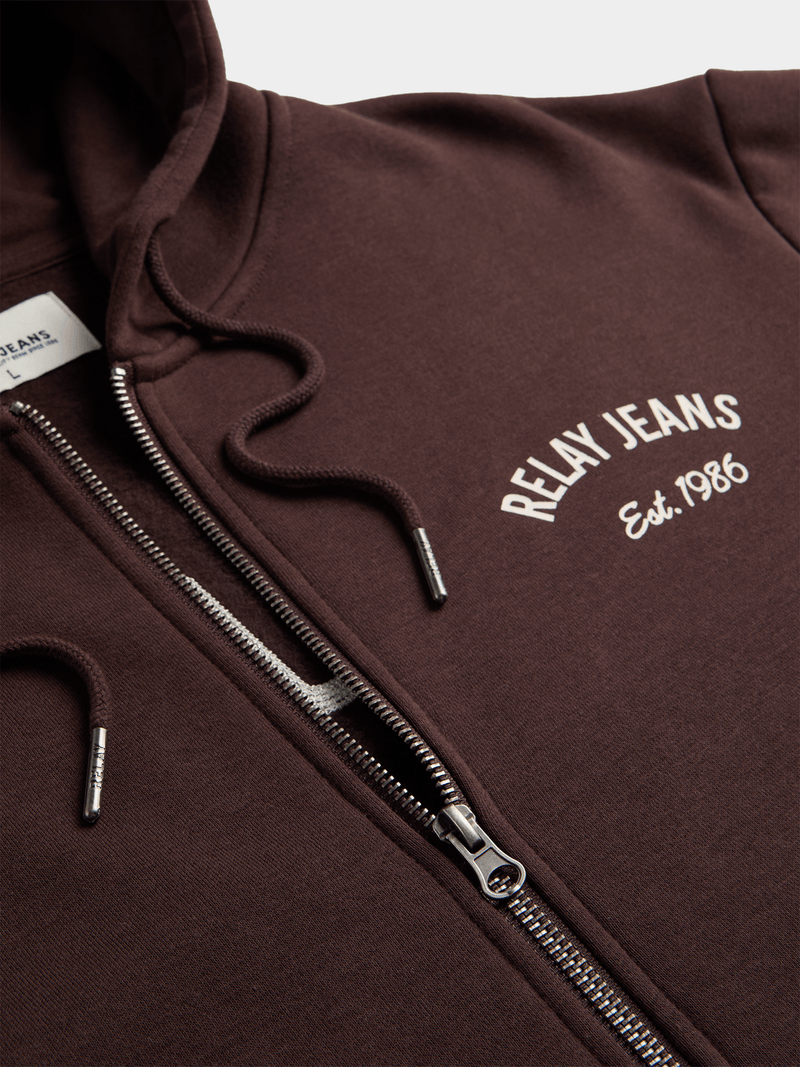 Relay Jeans Men's Zip Thru Embroidery Chocolate Graphic